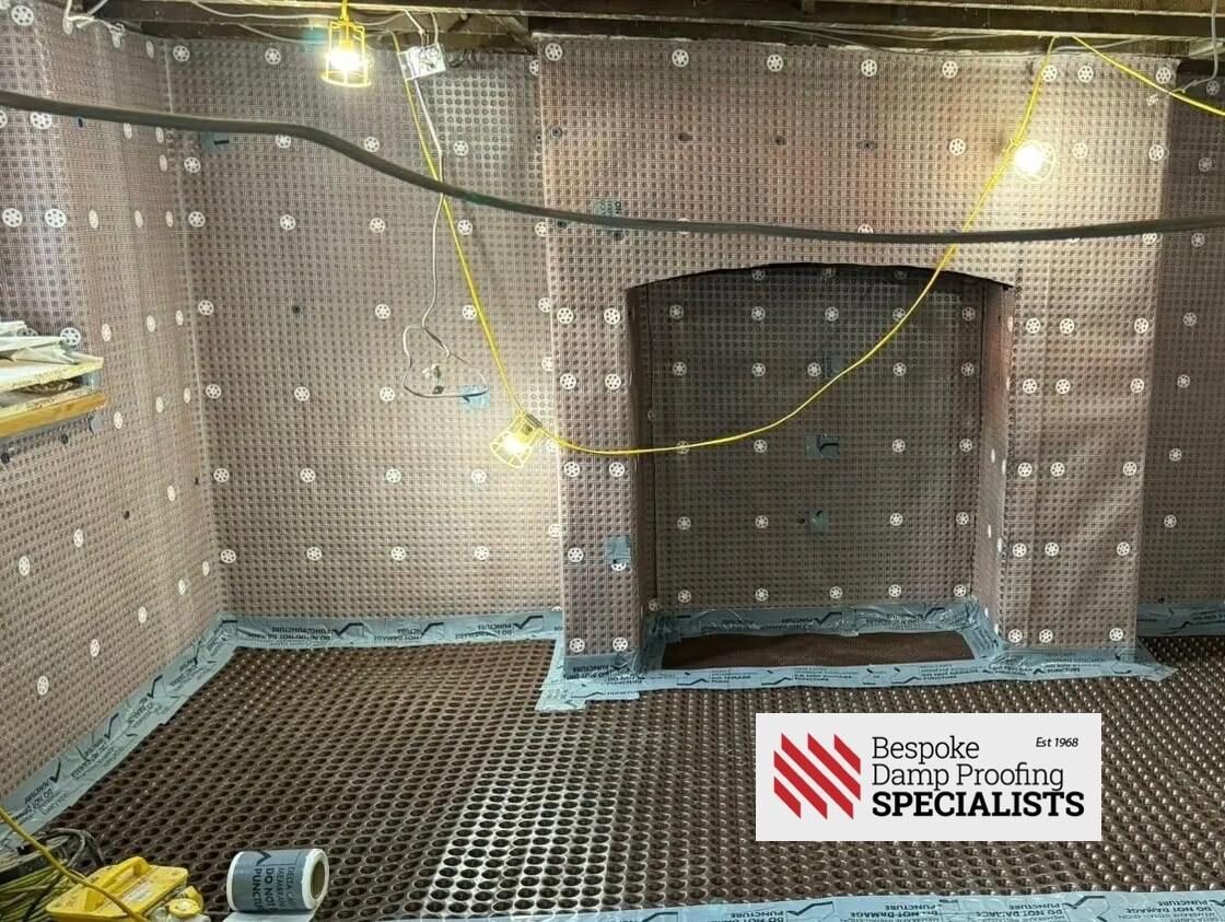 Cellar waterproofing membrane installation