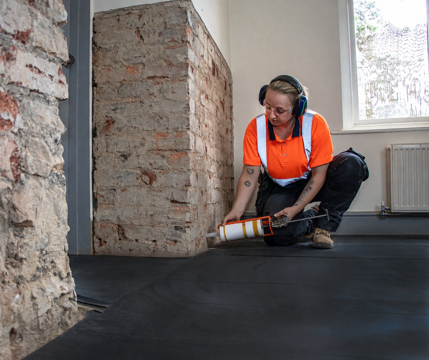 Rising damp treatment being installed